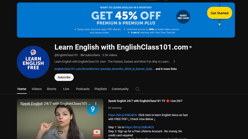 EnglishClass101.com یکی از بهترین کانال های یوتیوب آموزش زبان انگلیسی