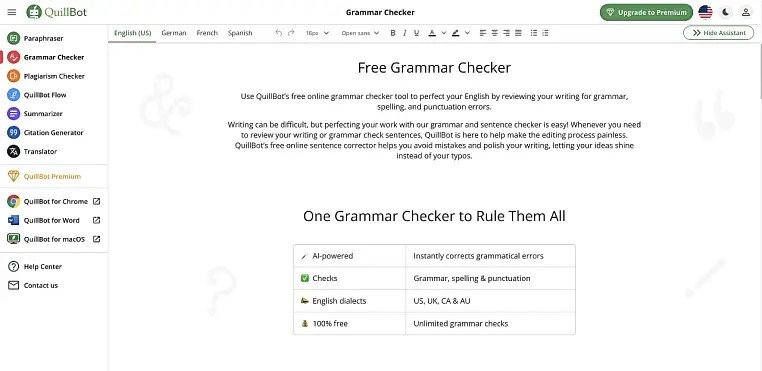 ابزار Quillbot برای چک کردن گرامر 