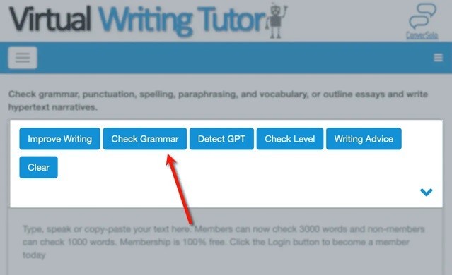 Virtual Writing Tutor یک پلتفرم آنلاین رایگان است که می‌توانید از آن برای کارهایی مانند نوشتن cover letter، بررسی مقالات و تمرین تست‌های آیلتس استفاده کنید
