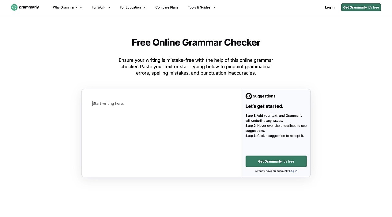 وب‌سایت و اپلیکیشن Grammarly یکی از بهترین ابزارهای رایگان برای بررسی گرامر انگلیسی است