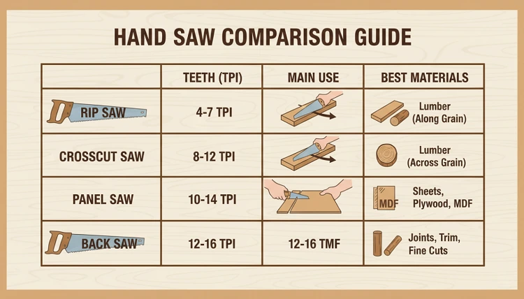 انواع اره دستی به انگلیسی