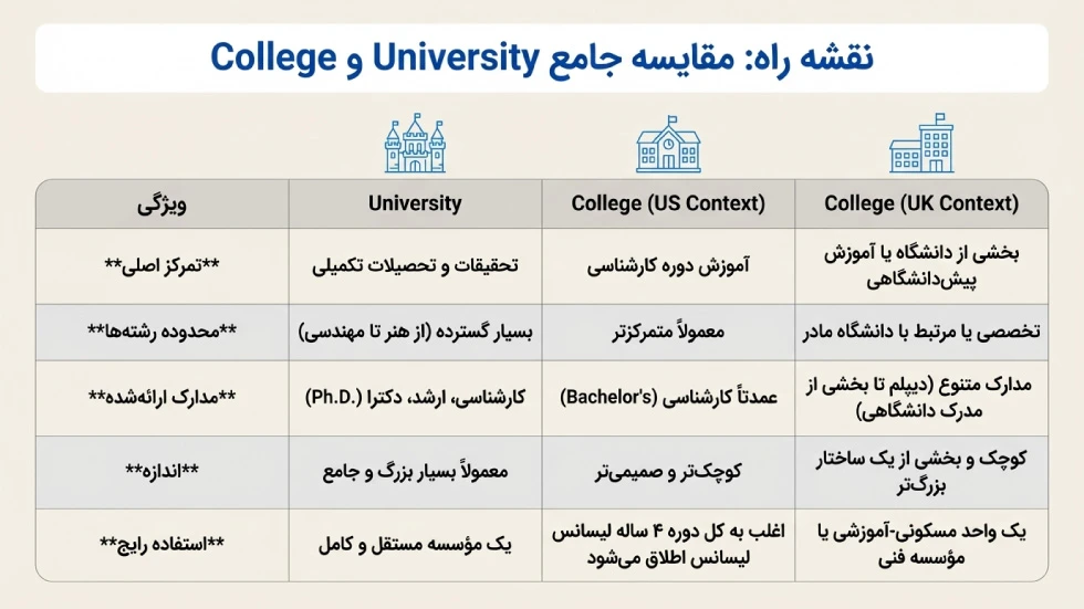 مقایسه College و University