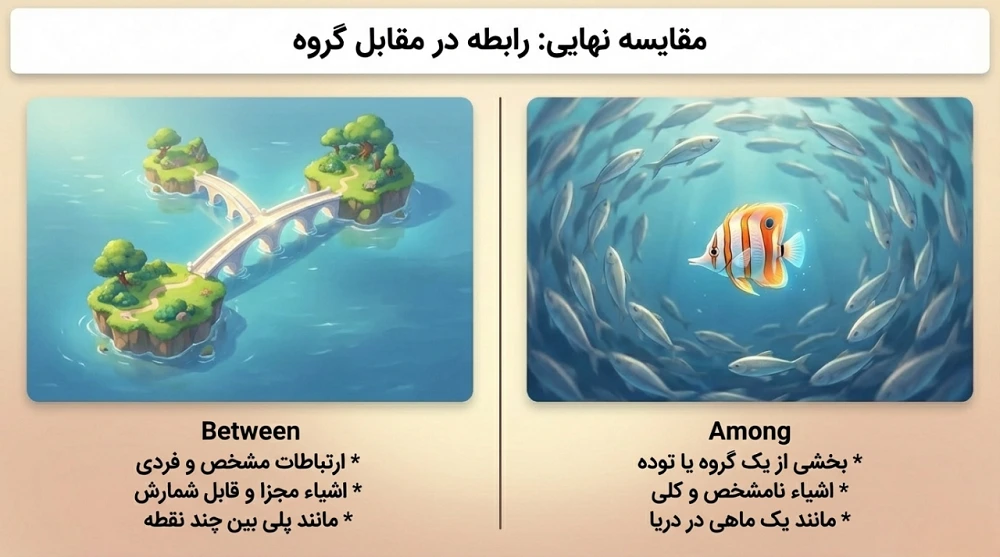 مقایسه among و between