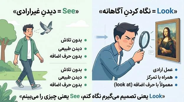 تفاوت look و see