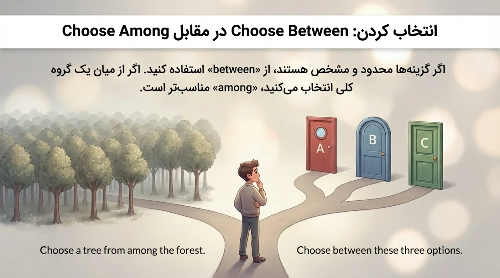 تفاوت among و between