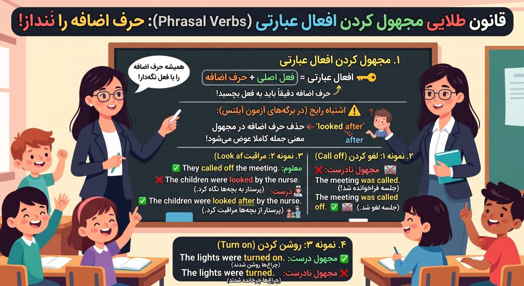 مجهول کردن افعال عبارتی یا Phrasal Verbs